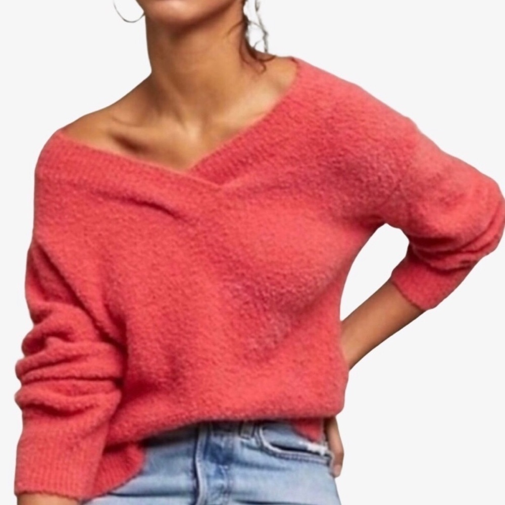 Anthropologie Clayton V-Neck Wool Alpaca Blend Red Sweater Size S